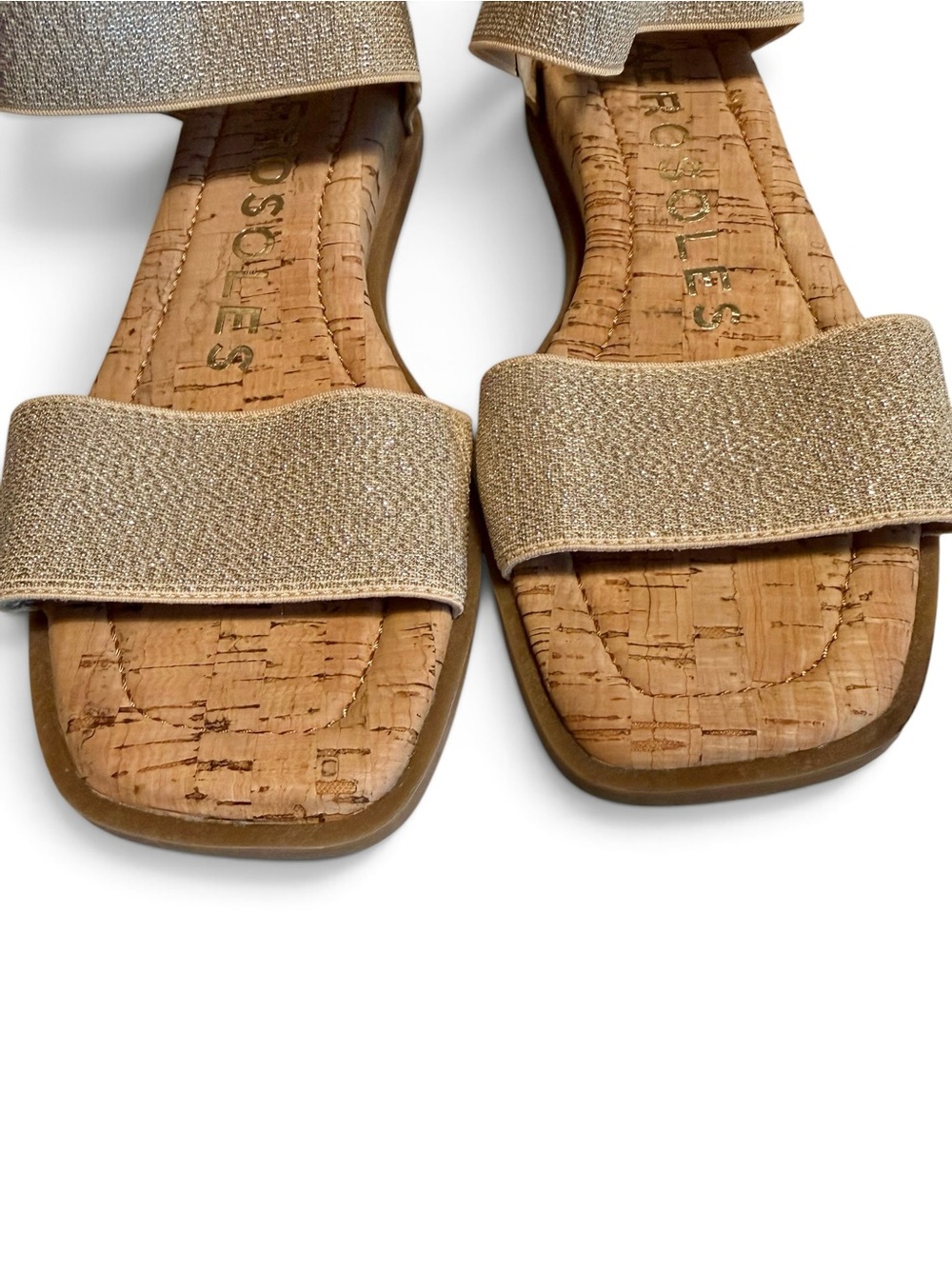 Aerosols Sente Low Wedge Gold Elastic Sandal Size 6 - Picture 5 of 6